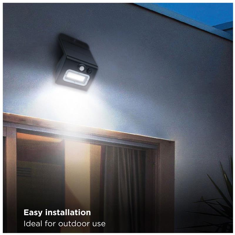 Ηλιακό Φωτιστικό Εξ. Χώρου LED GSC Egoda Bulkhead 3W 350lm CCT IP65 με Αισθητήρα Κίνησης & Νυκτός Μαύρο