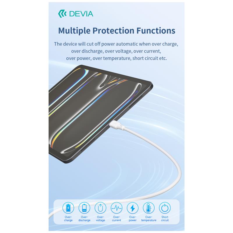 Καλώδιο Σύνδεσης USB 2.0 Devia EC632 USB C σε USB C 3A 60W Silicone Pro3 1m Λευκό