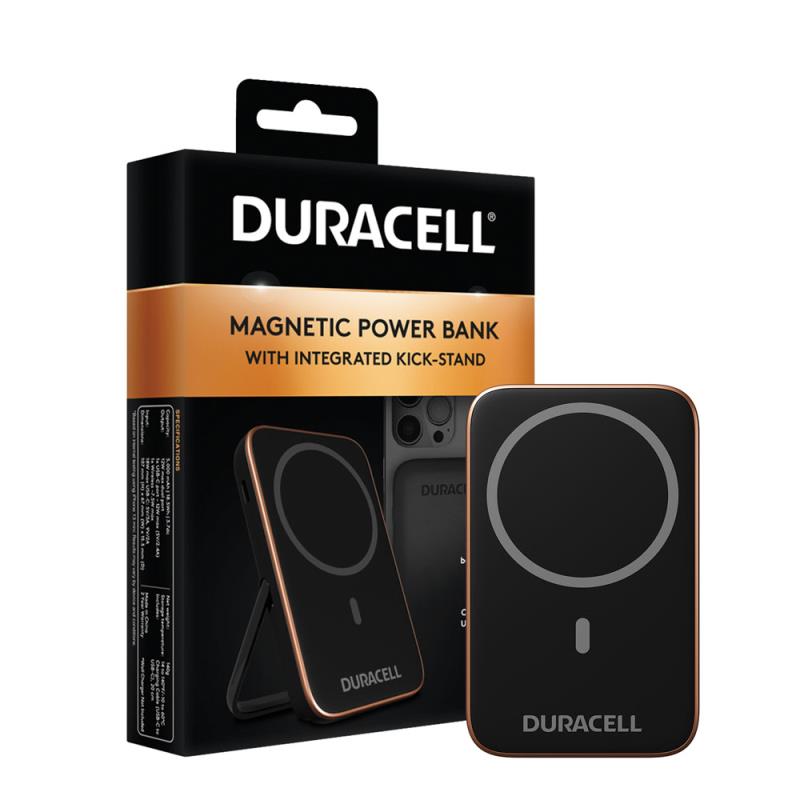 Φορτιστής Ανάγκης Duracell Micro 5 12W 5000mAh Magnetic με Βραχίονα Στήριξης Μαύρο