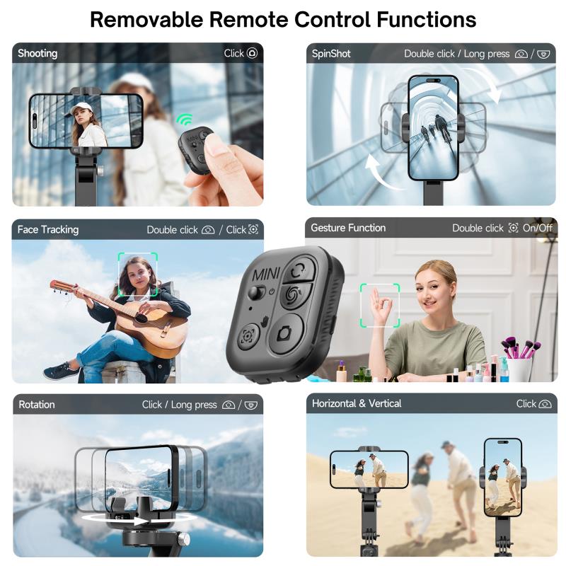 Gimbal & Τρίποδο Devia Q19 με AI Tracking για Smartphones Πλάτους 37 έως 90mm Ultra1 Μαύρο