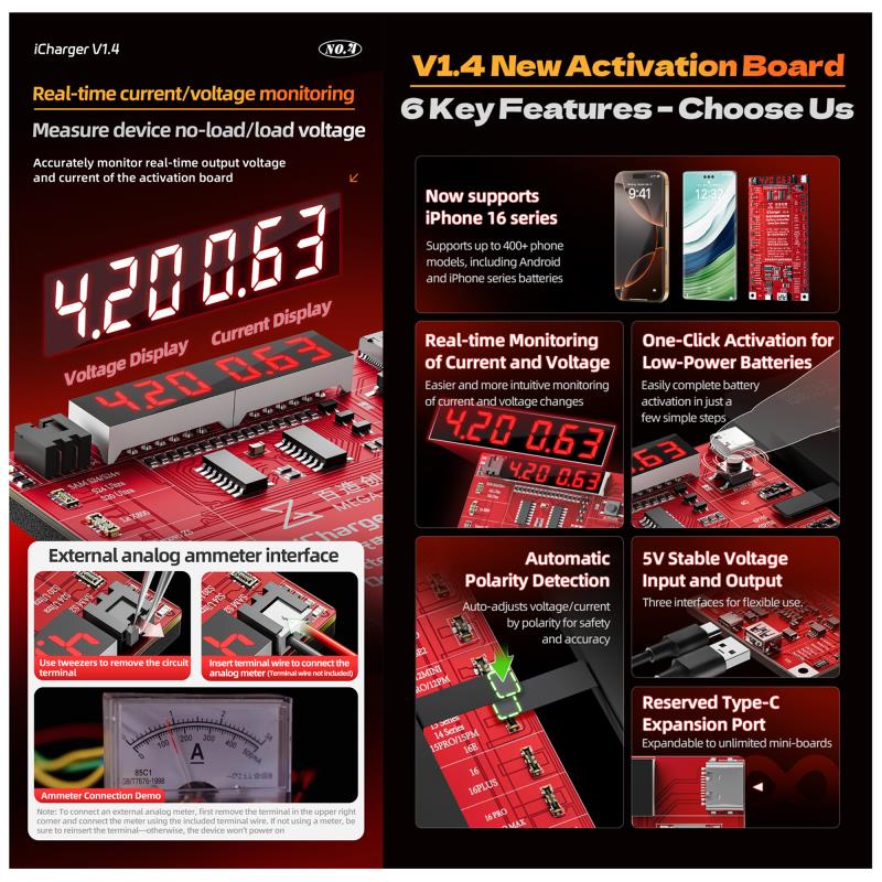 Φορτιστής Μπαταριών MEGA-IDEA iCharger v1.4 για Smartphones & iPhone 6 έως 16 Series