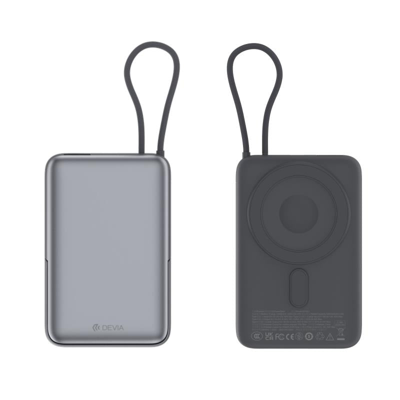 Φορτιστής Ανάγκης Devia EP203 22.5W 10000mAh Magnetic 4 σε 1 με Βραχίονα Στήριξης & Ενσωματωμένο Καλώδιο Extreme Speed Γκρι