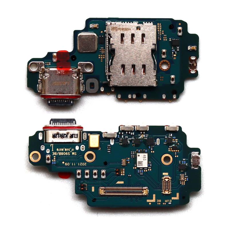 Πλακέτα Samsung S908B Galaxy S22 Ultra 5G με Επαφή Φόρτισης, SIM Reader & Μικρόφωνο (Original)