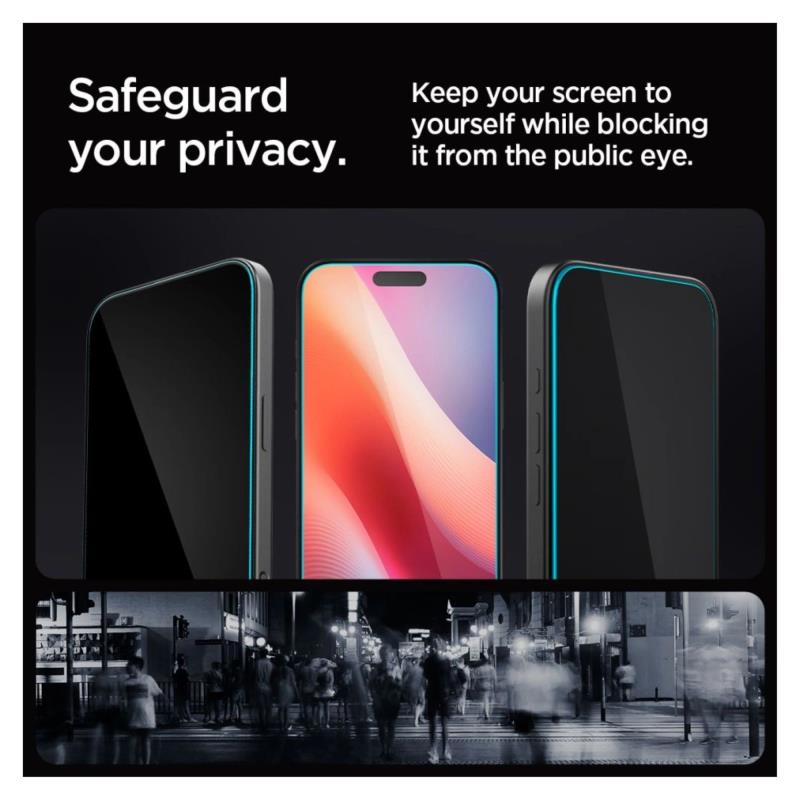 Tempered Glass Full Face Spigen Glas.tR EZ-FIT Privacy Apple iPhone 16 Pro Max (2 τεμ.)