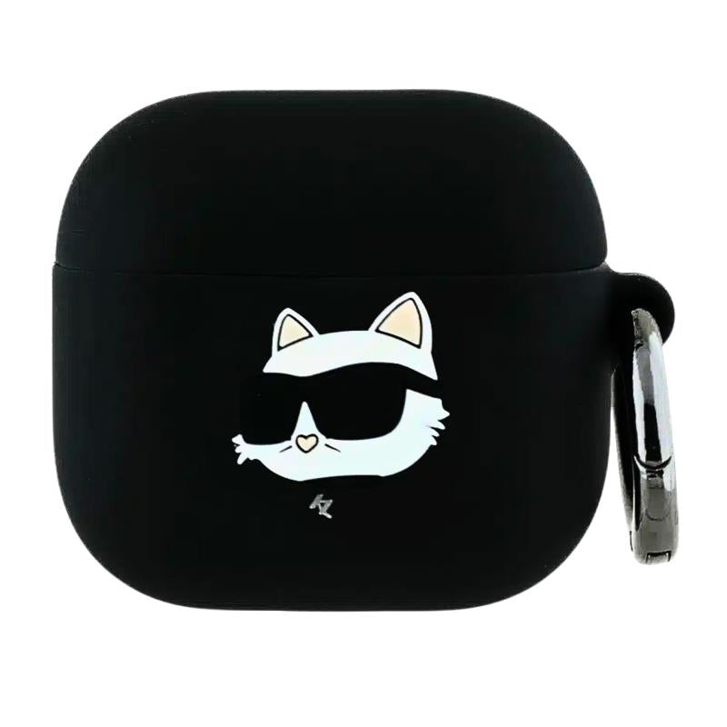 Θήκη Σιλικόνης Karl Lagerfeld Apple AirPods 5/ 4 Choupette Head 3D Μαύρο