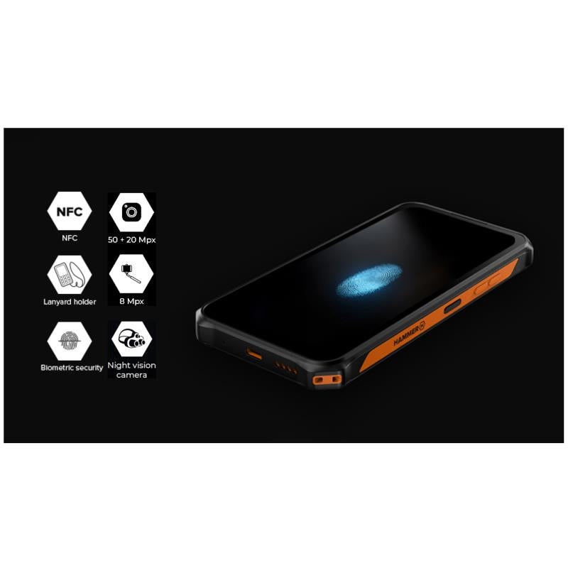 Κινητό Τηλέφωνο Hammer Energy X2 5G (Dual SIM) 256GB 8GB RAM Μαύρο-Πορτοκαλί