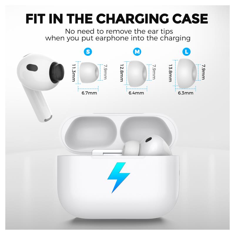 Eartips Σιλικόνης AhaStyle WG187 Apple AirPods Pro 3 S/ M/ L Λευκό (3 ζεύγη)