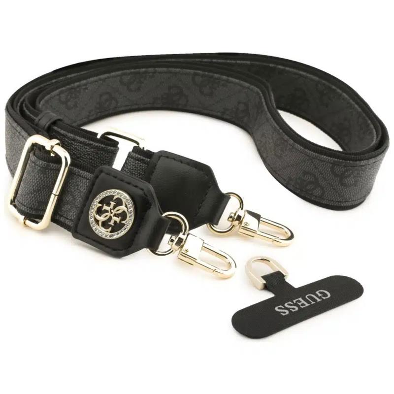 Universal Λουράκι Λαιμού Guess για Θήκες Κινητών CBDY PU Leather Strass Metal Logo 4G Μαύρο