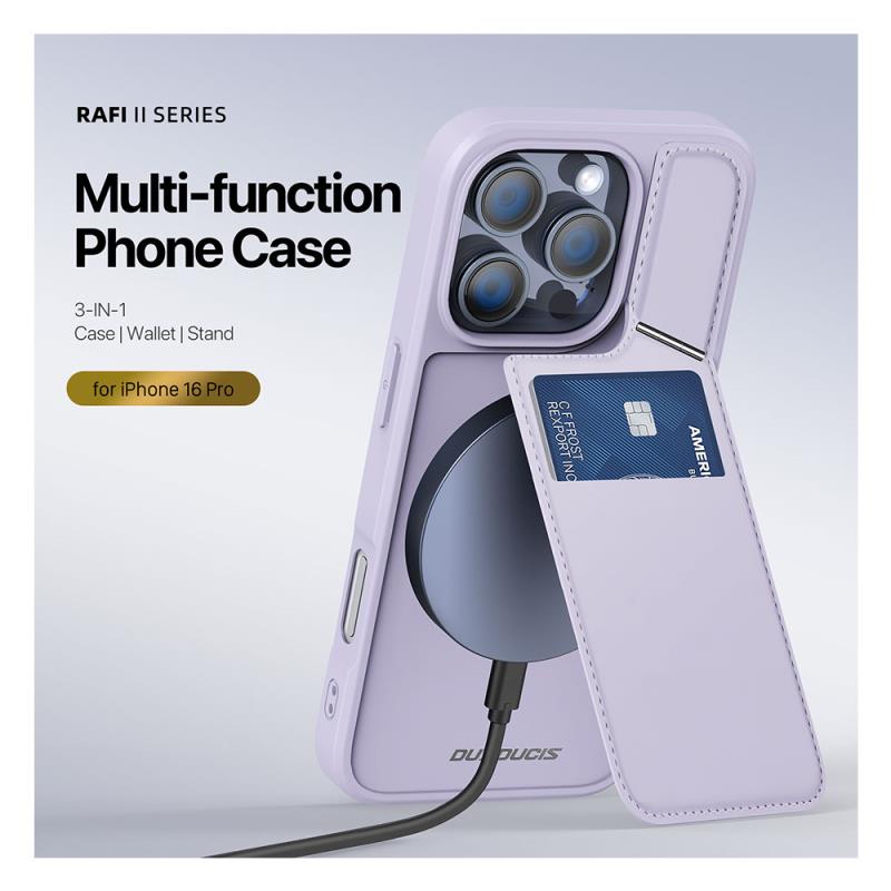 Θήκη Δερμάτινη Dux Ducis Apple iPhone 16 Pro Magnetic MagSafe με Stand Rafi II Μαύρο