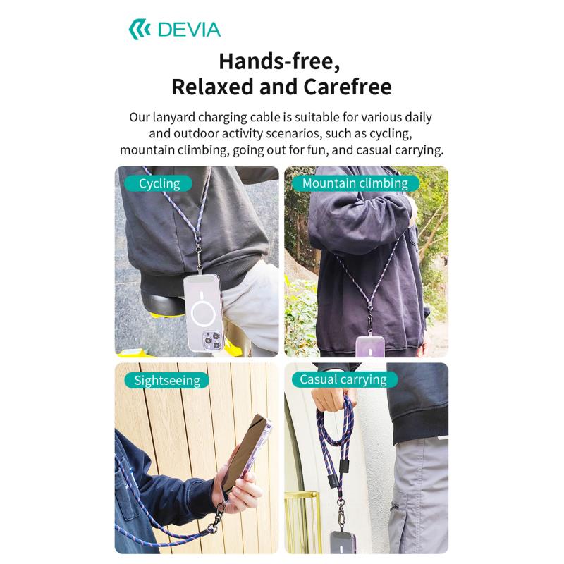 Καλώδιο Σύνδεσης USB 2.0 Woven Adjustable Lanyard Devia EC428 USB C σε USB C PD 60W 1.6m Cable Pro5 Μαύρο