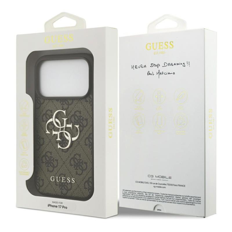 Θήκη PU Guess Apple iPhone 17 Pro Max Hardcase Big Logo 4G Καφέ