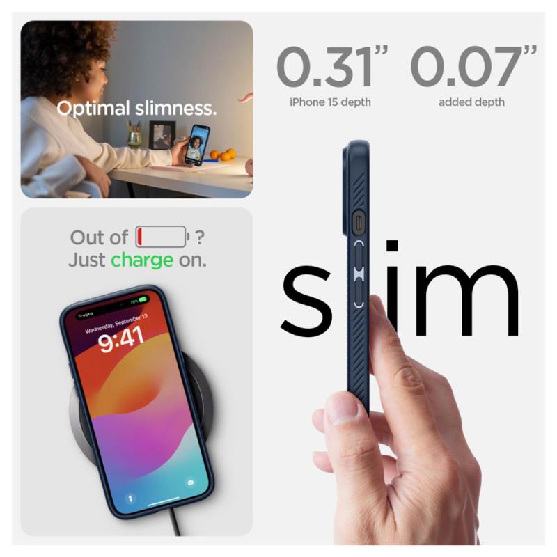 Θήκη Soft TPU Spigen Liquid Air Apple iPhone 15 Pro Max Μπλε