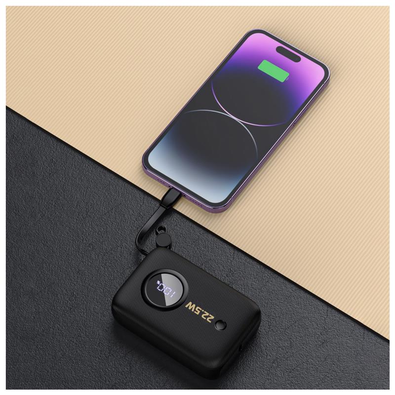 Φορτιστής Ανάγκης Dudao K14 22.5W 10000mAh PD με 2 Ενσωματωμένα Καλώδια Μπεζ