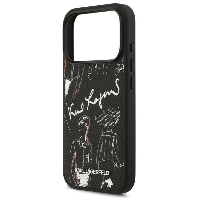 Θήκη TPU Karl Lagerfeld Apple iPhone 17 Pro Hardcase Grained Pattern Logo Μαύρο