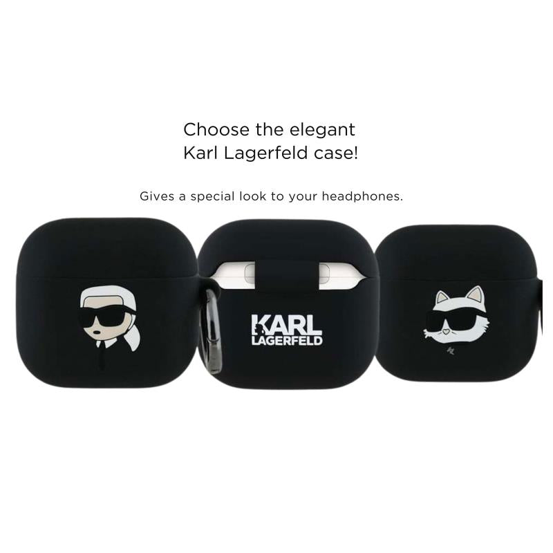 Θήκη Σιλικόνης Karl Lagerfeld Apple AirPods 4 (2024) Karl Head 3D Μαύρο