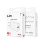 Φορτιστής Ταξιδίου inos με Έξοδο USB A 18W & USB C Καλώδιο 1m Λευκό