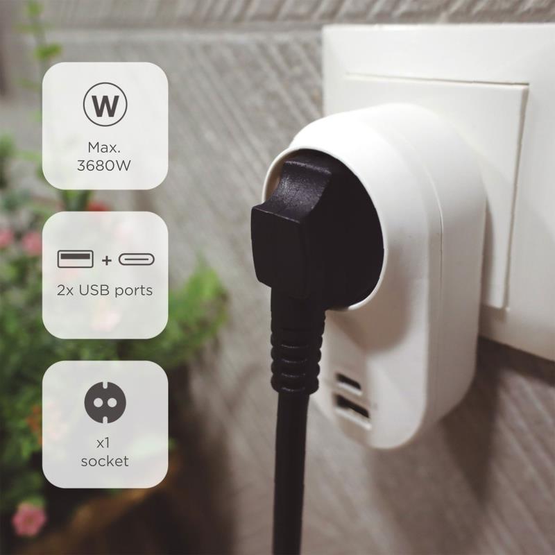 Μονόπριζο GSC με Θύρες USB A & USB C Λευκό