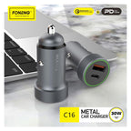 Φορτιστής Αυτοκινήτου Ταχείας Φόρτισης Foneng C16 με Διπλή Έξοδο USB A & USB C 30W Γκρι
