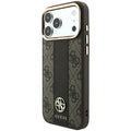 Θήκη TPU & PC Guess Apple iPhone 18 Pro/ 17 Pro MagSafe Leather Stripe Round Classic Logo Καφέ