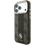 Θήκη TPU & PC Guess Apple iPhone 18 Pro/ 17 Pro MagSafe Leather Stripe Round Classic Logo Καφέ