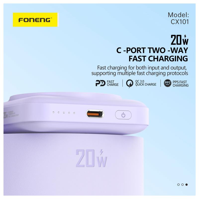 Φορτιστής Ανάγκης Foneng CX101 20W 10000mAh Magnetic Wireless με Βραχίονα Στήριξης Μαύρο