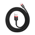 Καλώδιο Σύνδεσης USB 2.0 Baseus Cafule USB A σε Lightning 12W 2.4A 1m Μαύρο-Κόκκινο