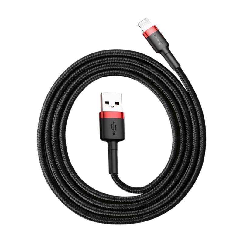 Καλώδιο Σύνδεσης USB 2.0 Baseus Cafule USB A σε Lightning 12W 2.4A 1m Μαύρο-Κόκκινο
