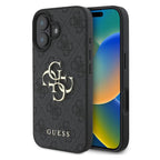 Θήκη PU Guess Apple iPhone 16 Hardcase Big Logo 4G Μαύρο