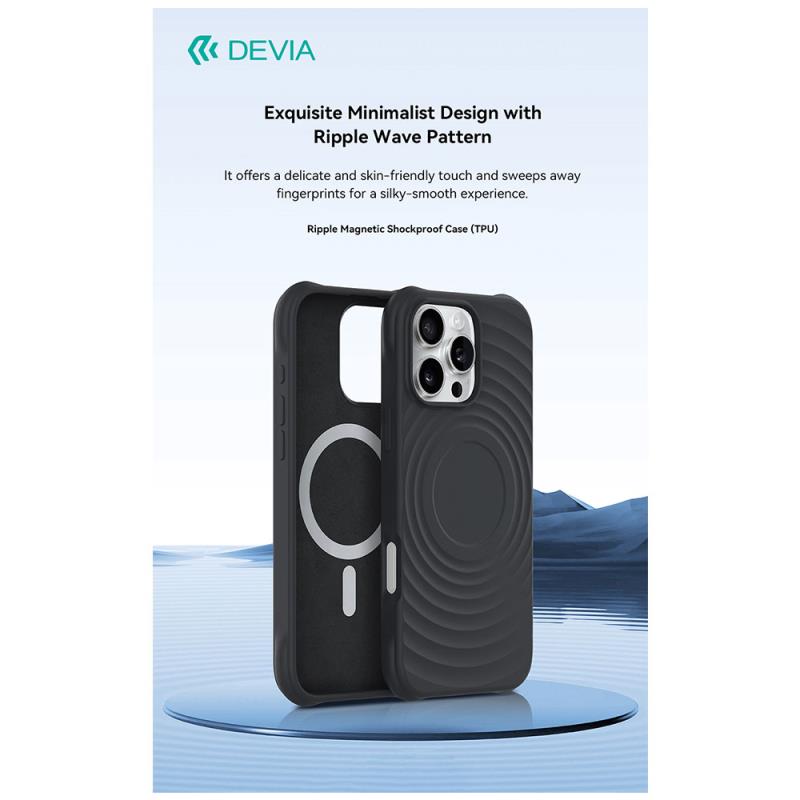 Θήκη TPU Devia Apple iPhone 16 Pro Magnetic Shock Proof Ripple Μαύρο