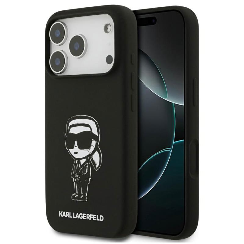Θήκη Σιλικόνης Karl Lagerfeld Apple iPhone 17 Pro Sketch & Logo Karl Μαύρο