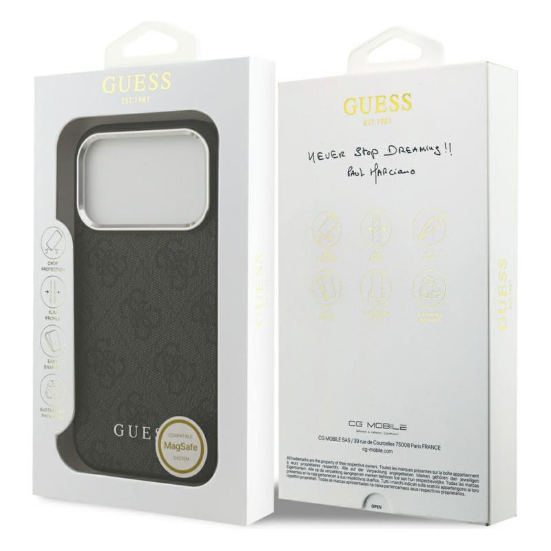 Θήκη PU Guess MagSafe Apple iPhone 17 Pro Hardcase Classic Logo 4G Μαύρο