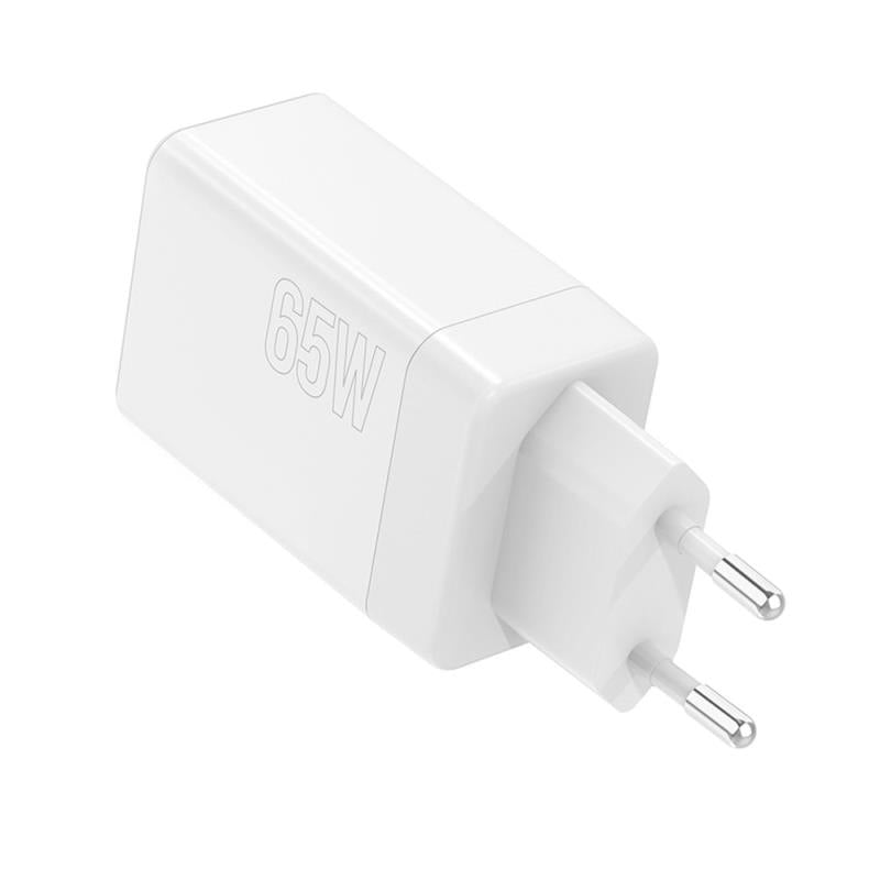 Φορτιστής Ταξιδίου Ταχείας Φόρτισης Maxlife MXTC-08-65ACC με Τριπλή Έξοδο USB A & 2xUSB C PD QC 65W Λευκό