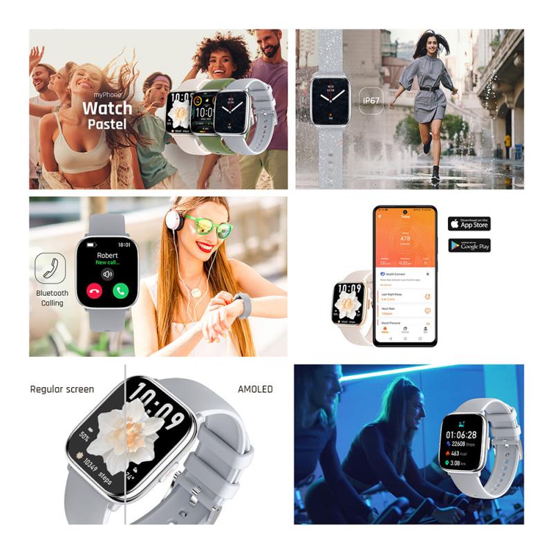 Smartwatch myPhone Pastel 1.75" Ασημί/Πράσινο