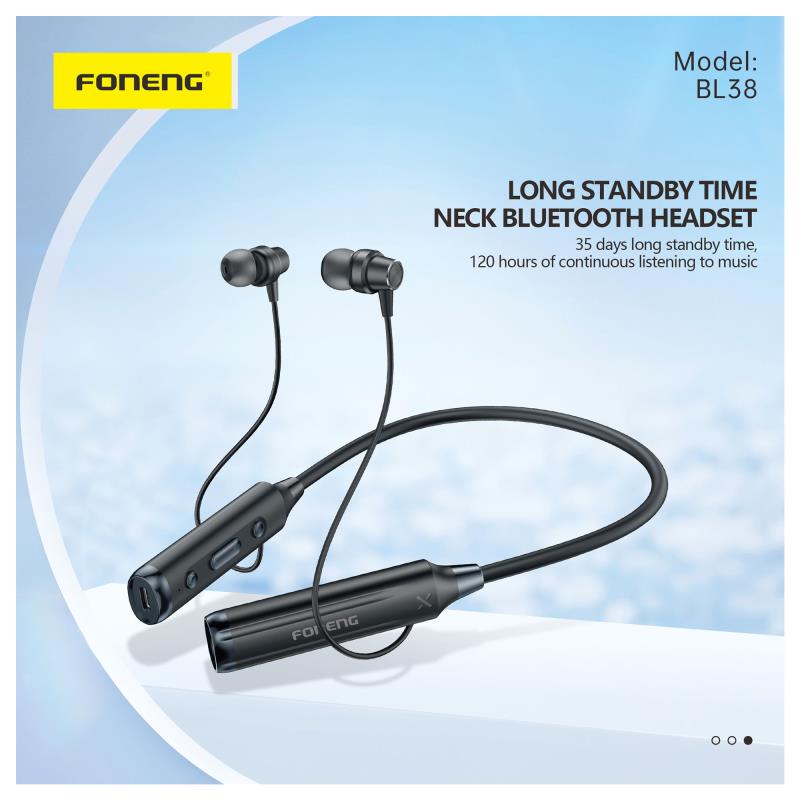 Στερεοφωνικό Ακουστικό Bluetooth Foneng BL38 Long Battery Life Neckband Μαύρο