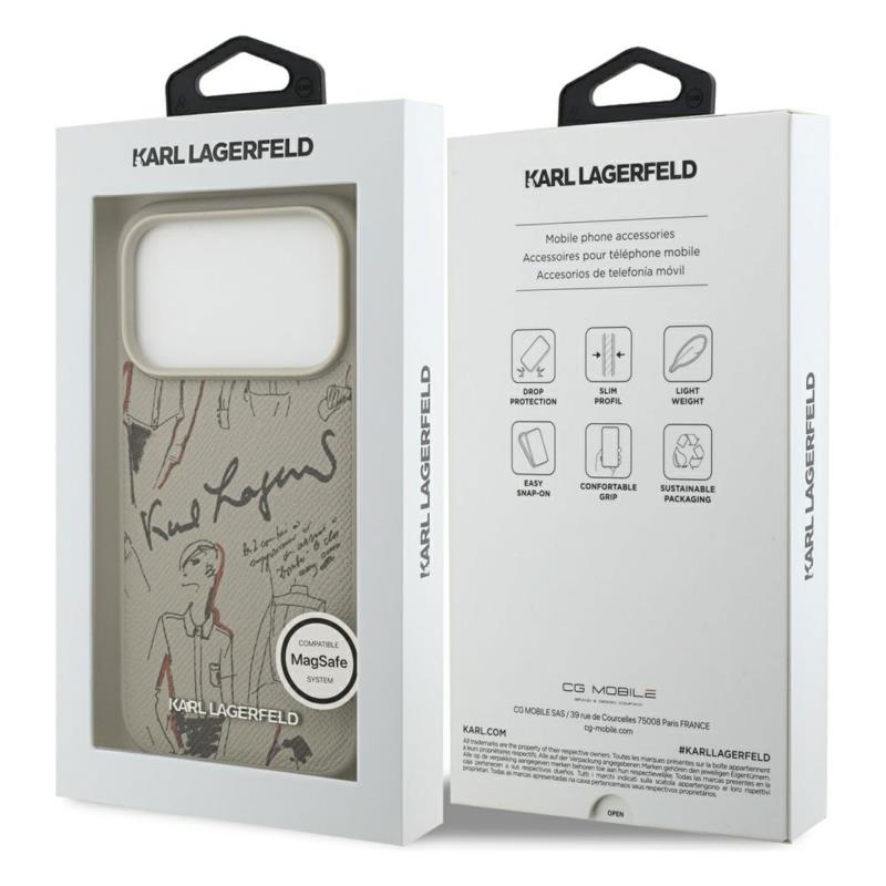 Θήκη TPU Karl Lagerfeld Apple iPhone 17 Pro Hardcase Grained Pattern Logo Γκρι