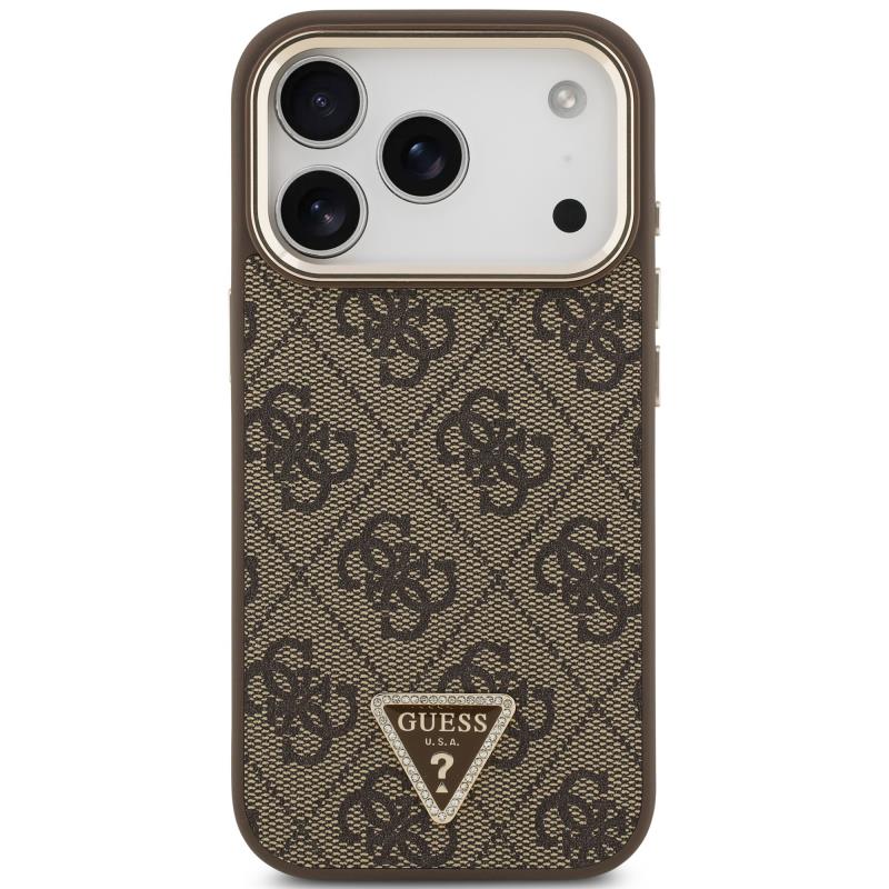 Θήκη PU Guess MagSafe Apple iPhone 18 Pro/ 17 Pro Leather Diamond Triangle 4G Καφέ