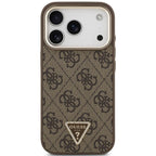 Θήκη PU Guess MagSafe Apple iPhone 18 Pro/ 17 Pro Leather Diamond Triangle 4G Καφέ