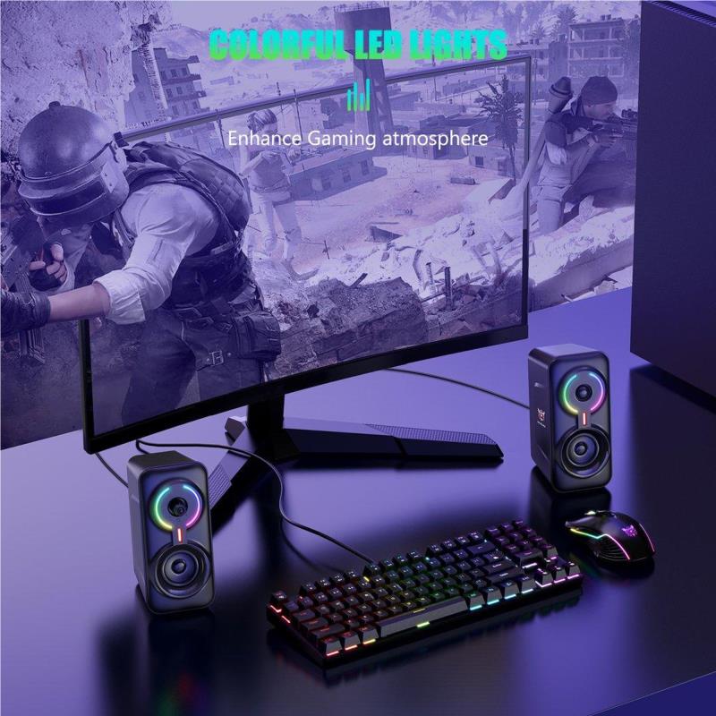 Ενσύρματα Ηχεία Onikuma L6 με Bluetooth 5.0 AUX 3.5 USB Sound Card 2x5W Μαύρο