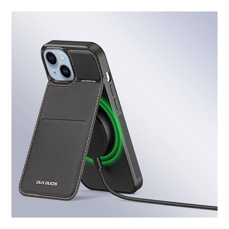 Θήκη Δερμάτινη Dux Ducis Rafi Mag 3 σε 1 MagSafe RFID Blocker Apple iPhone 14 Plus με Stand Μαύρο