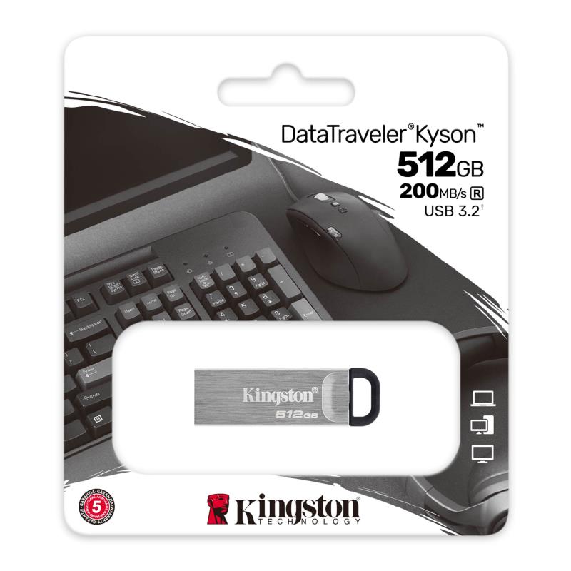 USB 3.2 Flash Disk Kingston Kyson DTKN USB A 512GB Ασημί