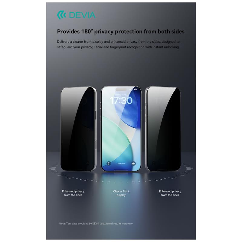 Tempered Glass Full Face Privacy Devia Apple iPhone 17 με Βοηθητικό Εργαλείο Van Μαύρο (1 τεμ.)