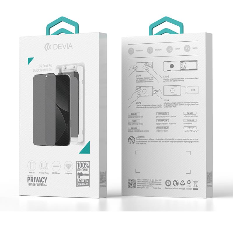Tempered Glass Full Face Privacy Devia Apple iPhone Air με Βοηθητικό Εργαλείο Van Μαύρο (1 τεμ.)