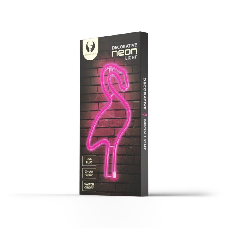 Neon LED Forever Light FLNE18 FLAMINGO (USB/Μπαταρίας & On/Off) Ροζ