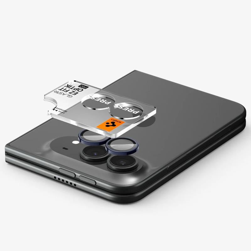 Προστατευτικό Κάλυμμα Κάμερας Spigen Optik.tR EZ-FIT για Τζαμάκι Κάμερας Apple iPhone Duo Μαύρο (2 τεμ.)