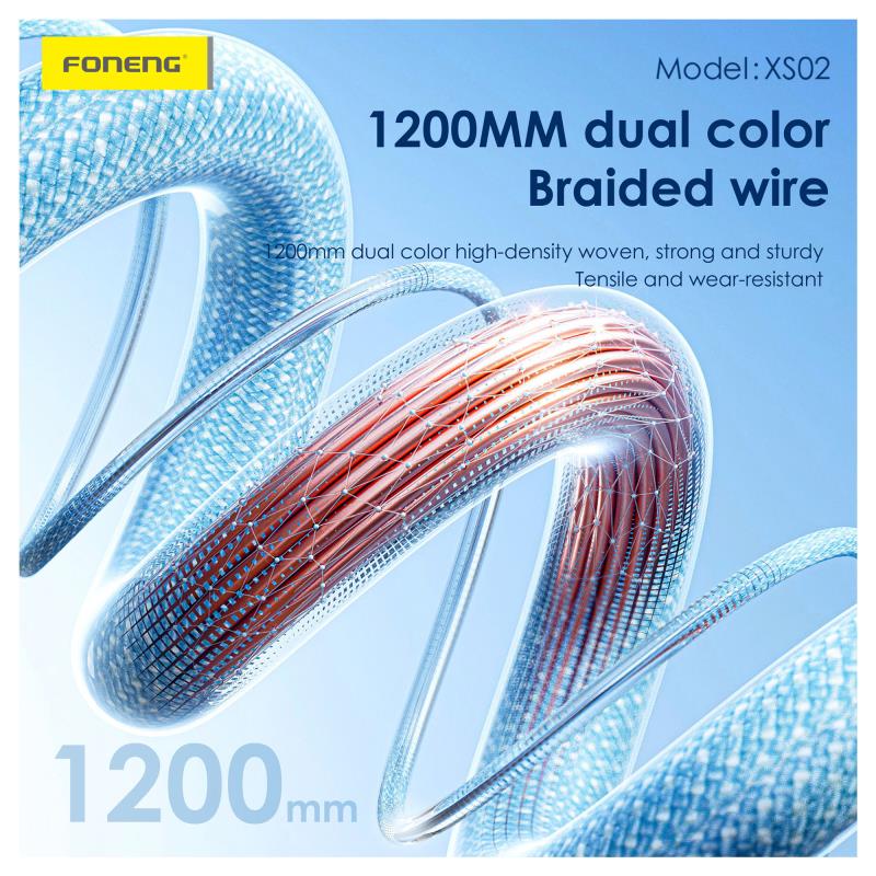 Καλώδιο Σύνδεσης USB 2.0 Foneng XS02 Braided USB C σε USB C 60W 1.2m Λευκό