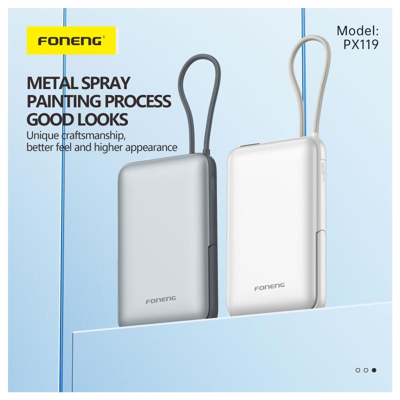 Φορτιστής Ανάγκης Foneng PX119 22.5W 10000mAh Magnetic Wireless με Ενσωματωμένο Καλώδιο & Stand Σκούρο Γκρι