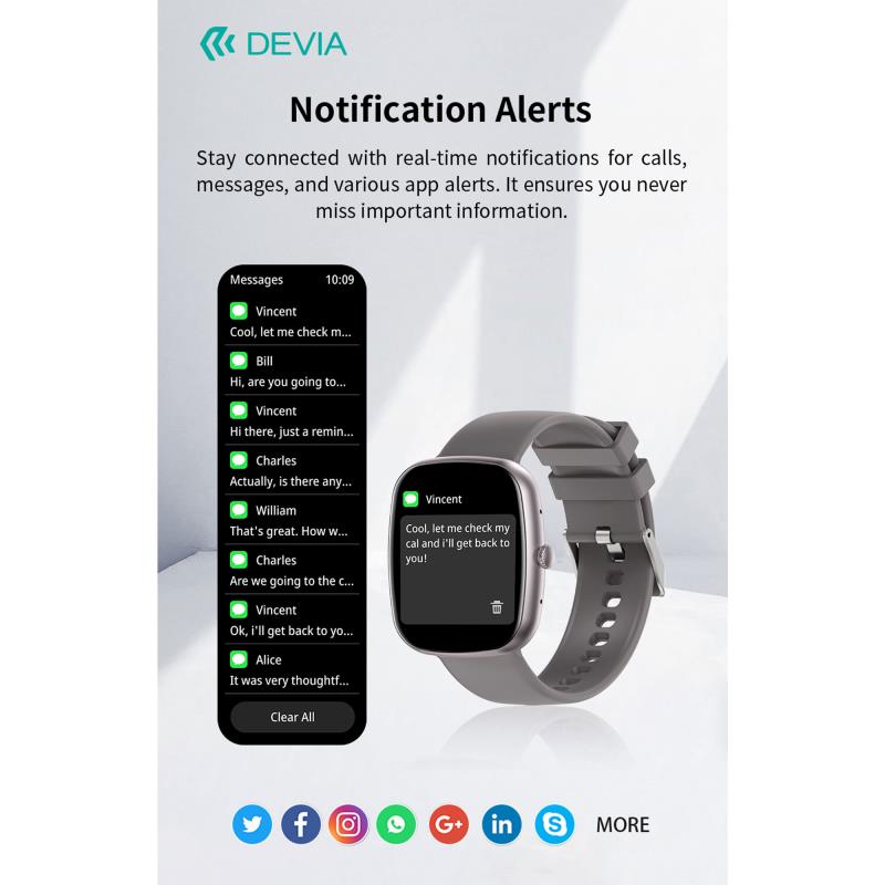 Smartwatch Devia WT5 1.83" Ροζ