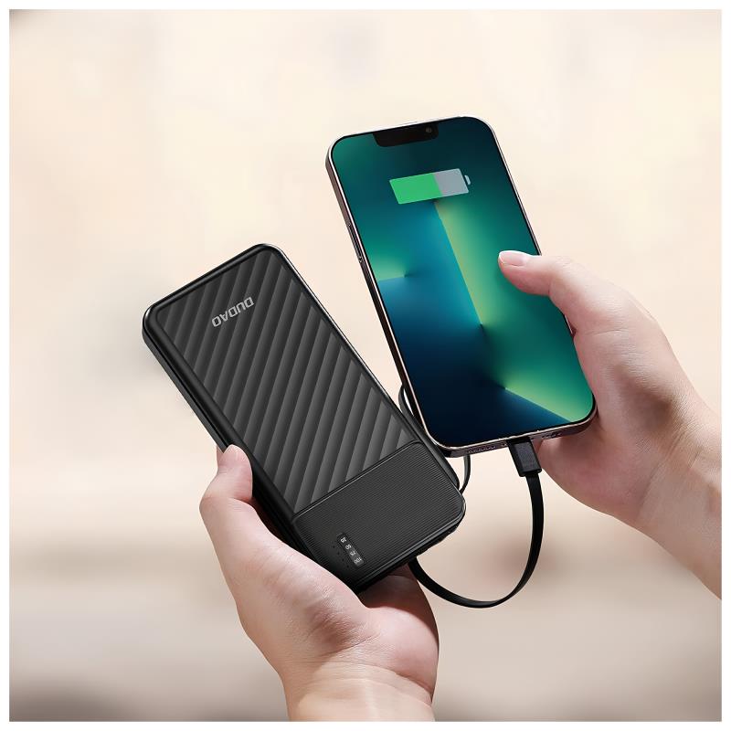 Φορτιστής Ανάγκης Dudao K11 10W 10000mAh με 4 Ενσωματωμένα Καλώδια Μαύρο