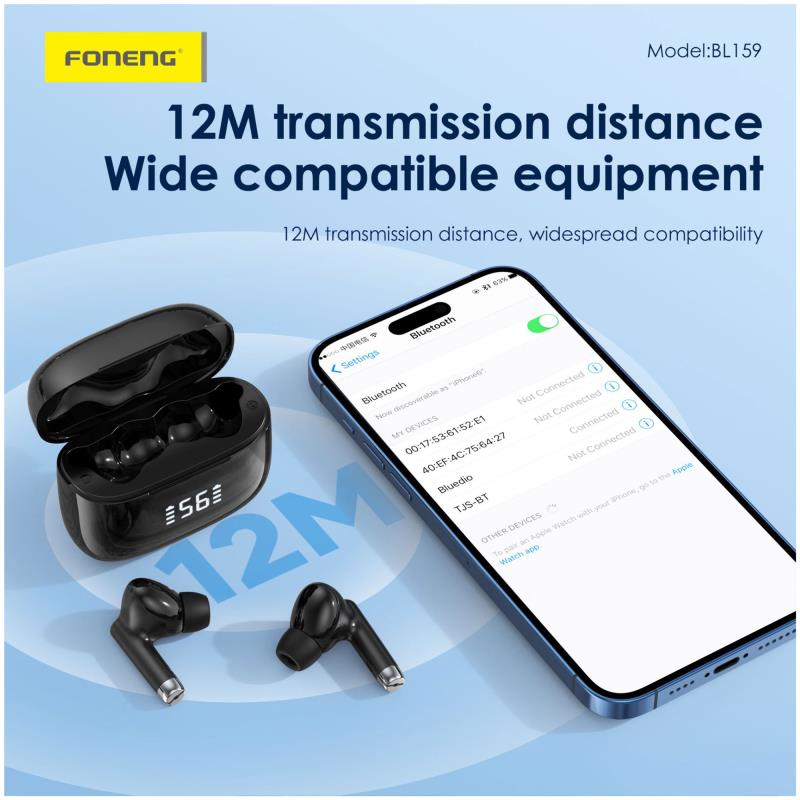 True Wireless Ακουστικά Bluetooth Foneng BL159 με Οθόνη Λευκό