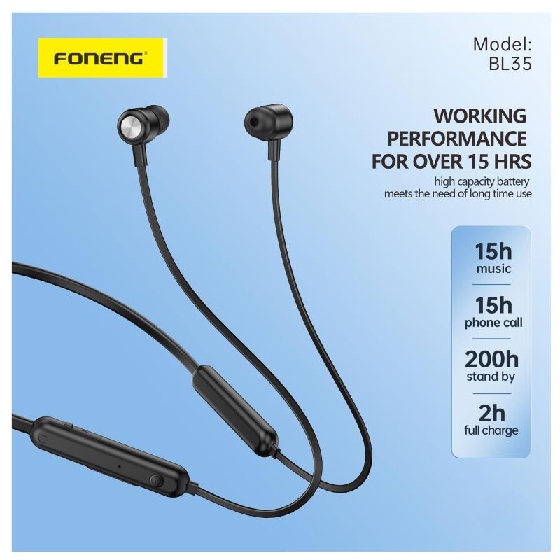 Στερεοφωνικό Ακουστικό Bluetooth Foneng BL35 Sports Neckband Μαύρο